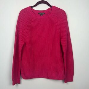 Lauren Ralph Lauren pink knit crewneck large cotton sweater